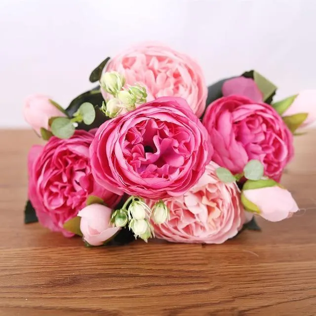 Pink Silk Bouquet Peony