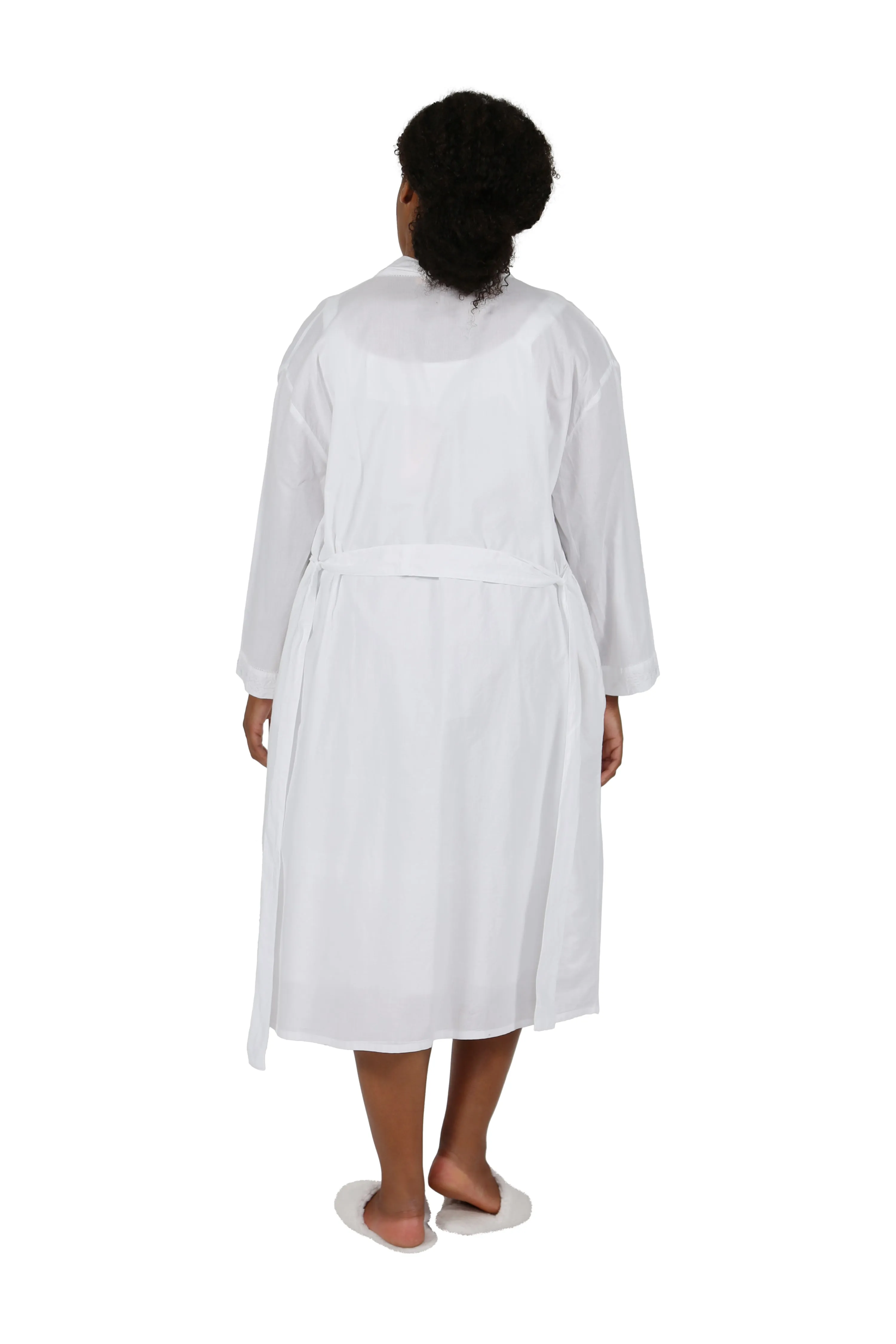 Plus Size 100% Cotton Embroidered Robe