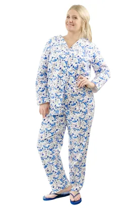 Plus Size Blue Fox Flannel Pajama Set