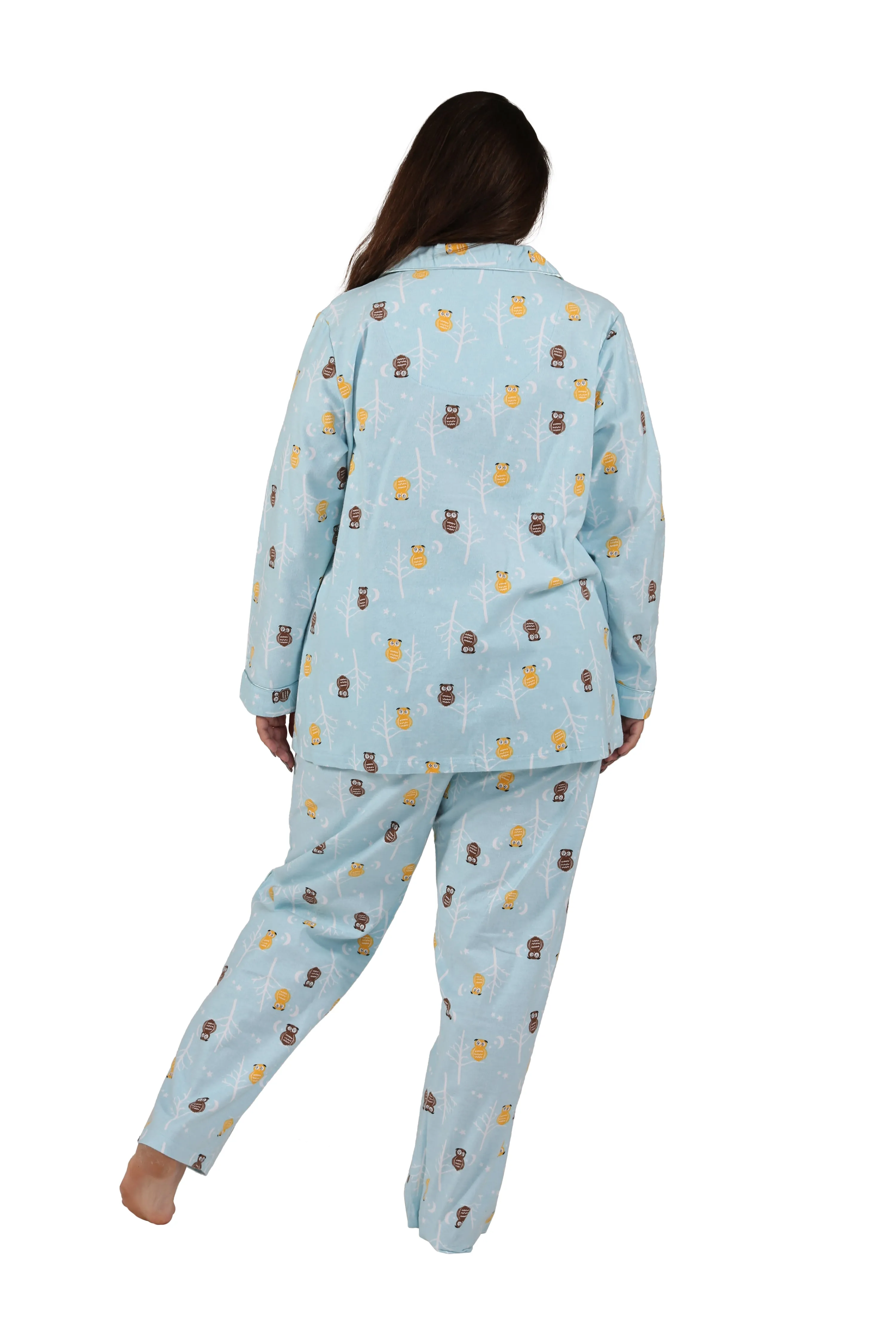 Plus Size La Cera Owl Print Pajama Set