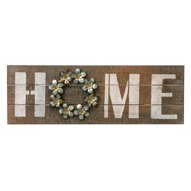 "Home" Wooden and Metal Wall Sign