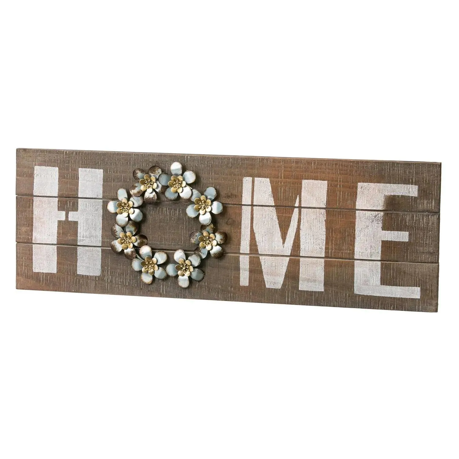 "Home" Wooden and Metal Wall Sign