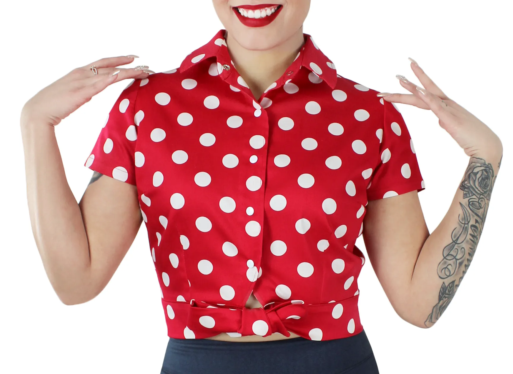 Red Polka Dot Knot Top XS-4XL #RPKT