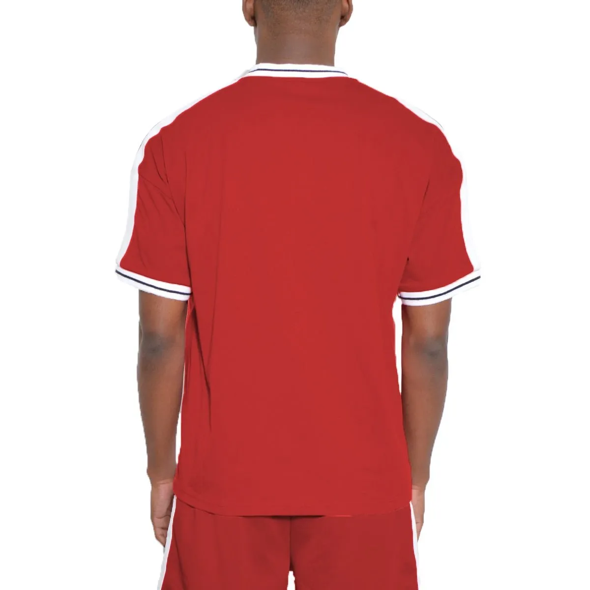 Red Side Stripe Tape Short Set