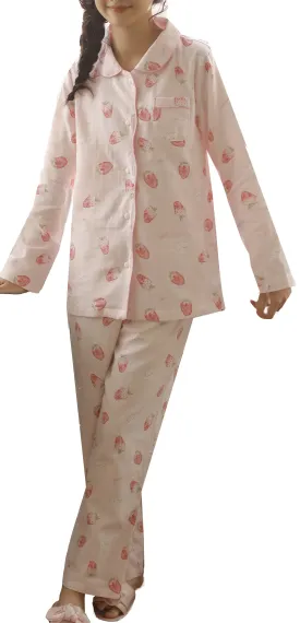 RH Women Pajamas Set Button Down Cotton Sleepwear Long Printed Pj Set RHW4036