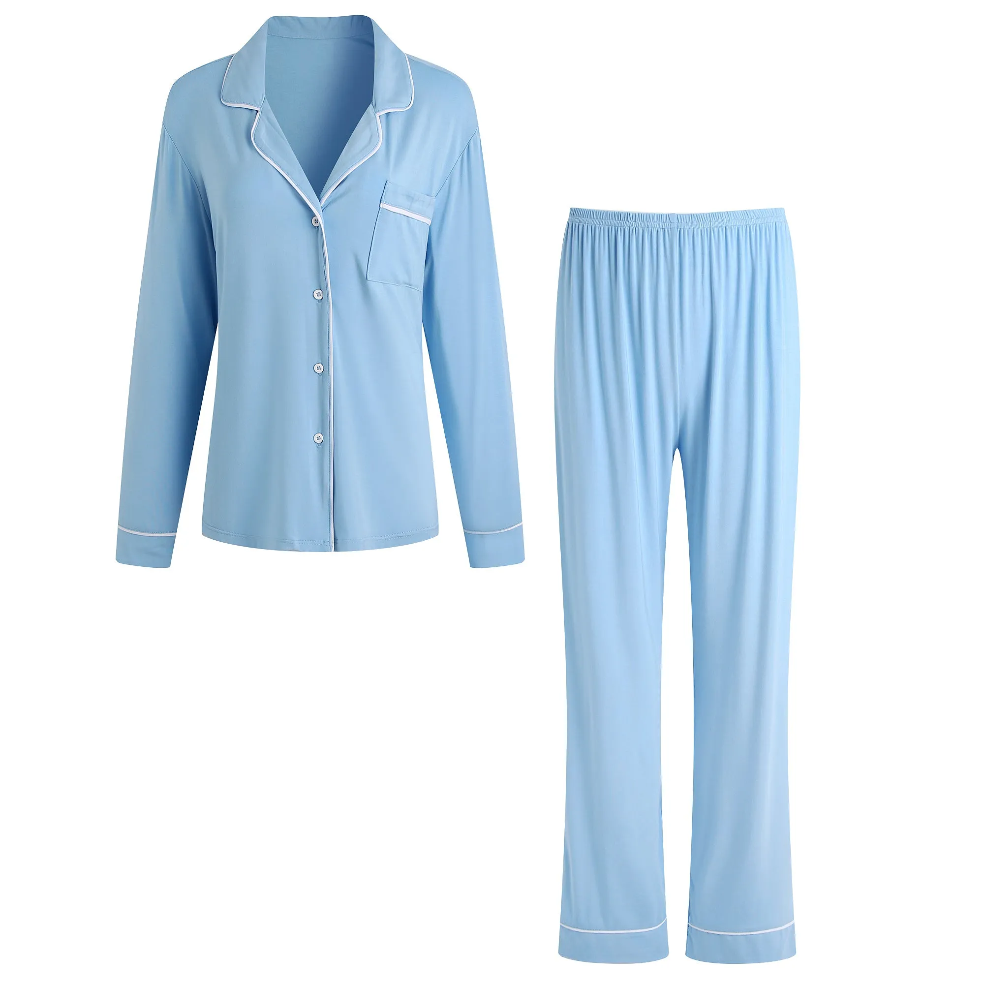 RH Women Pajamas Set Button Down Sleepwear Long Sleeve Long Pants Pj Set RHW4013