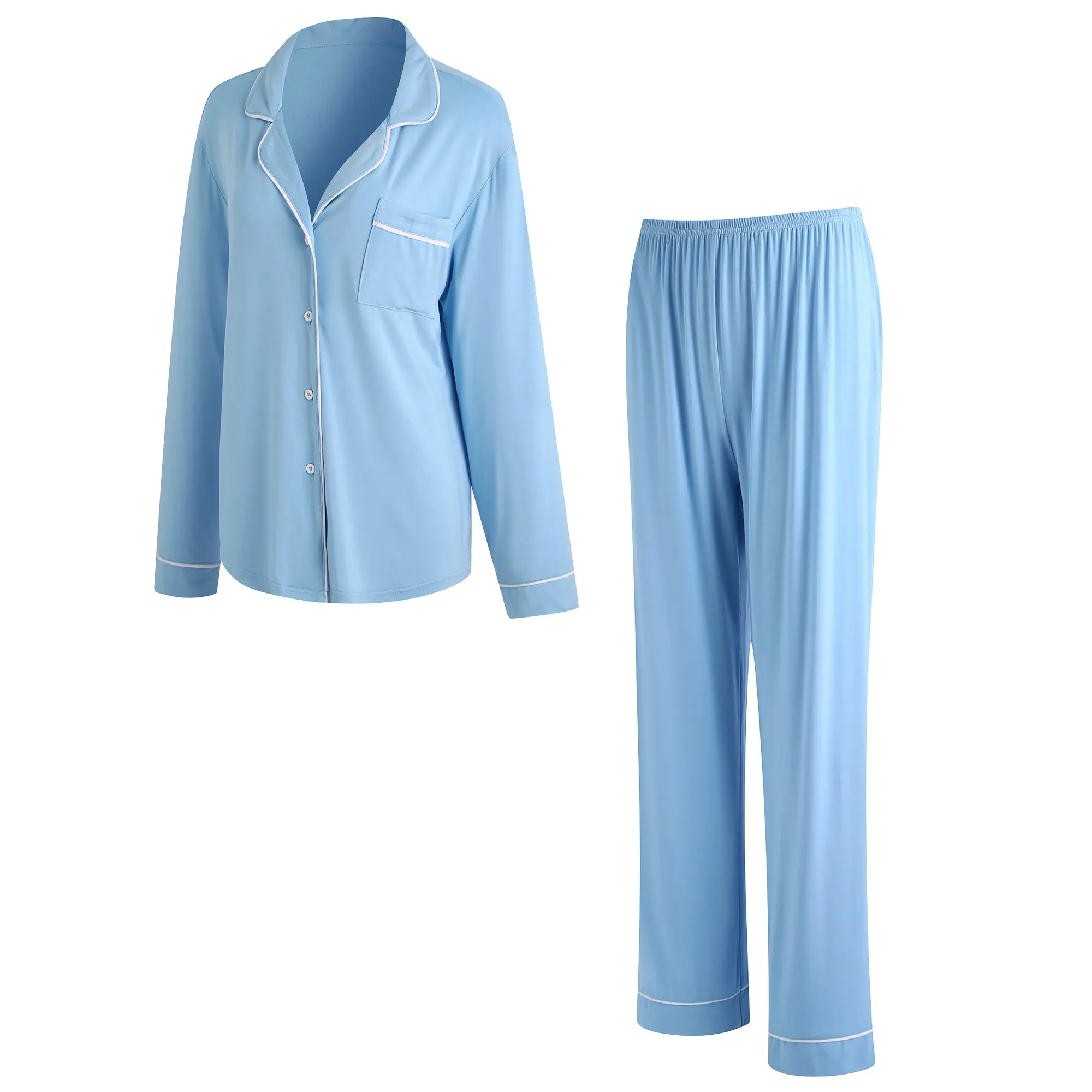 RH Women Pajamas Set Button Down Sleepwear Long Sleeve Long Pants Pj Set RHW4013