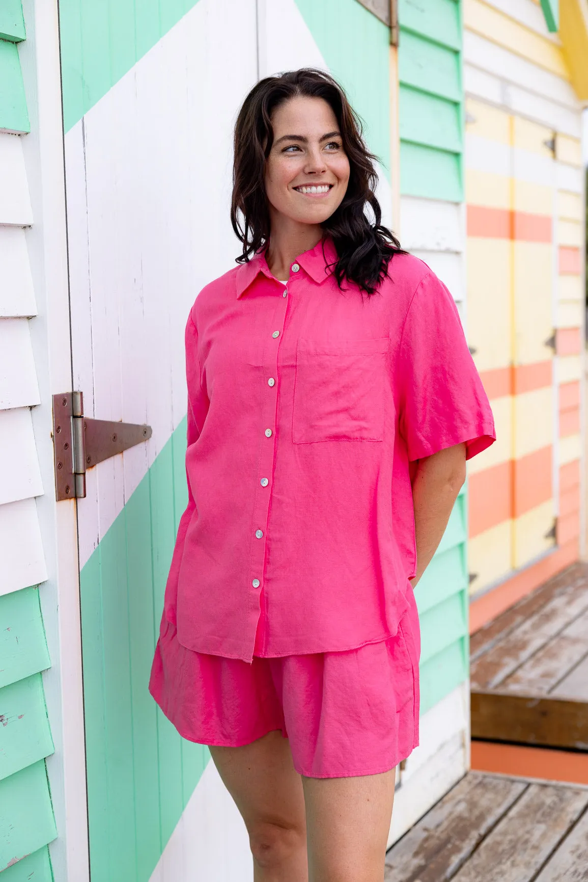 Samara Linen Blend Shirt in Pina Colada