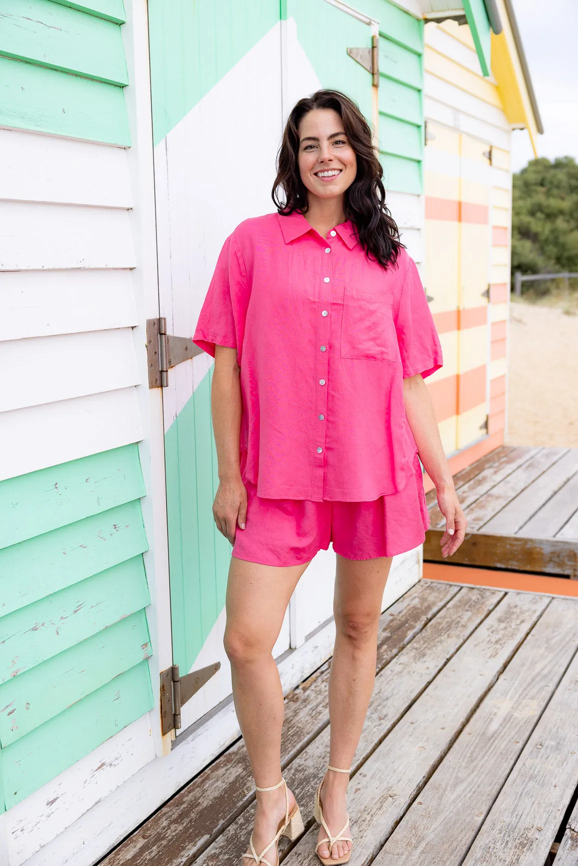 Samara Linen Blend Shirt in Pina Colada