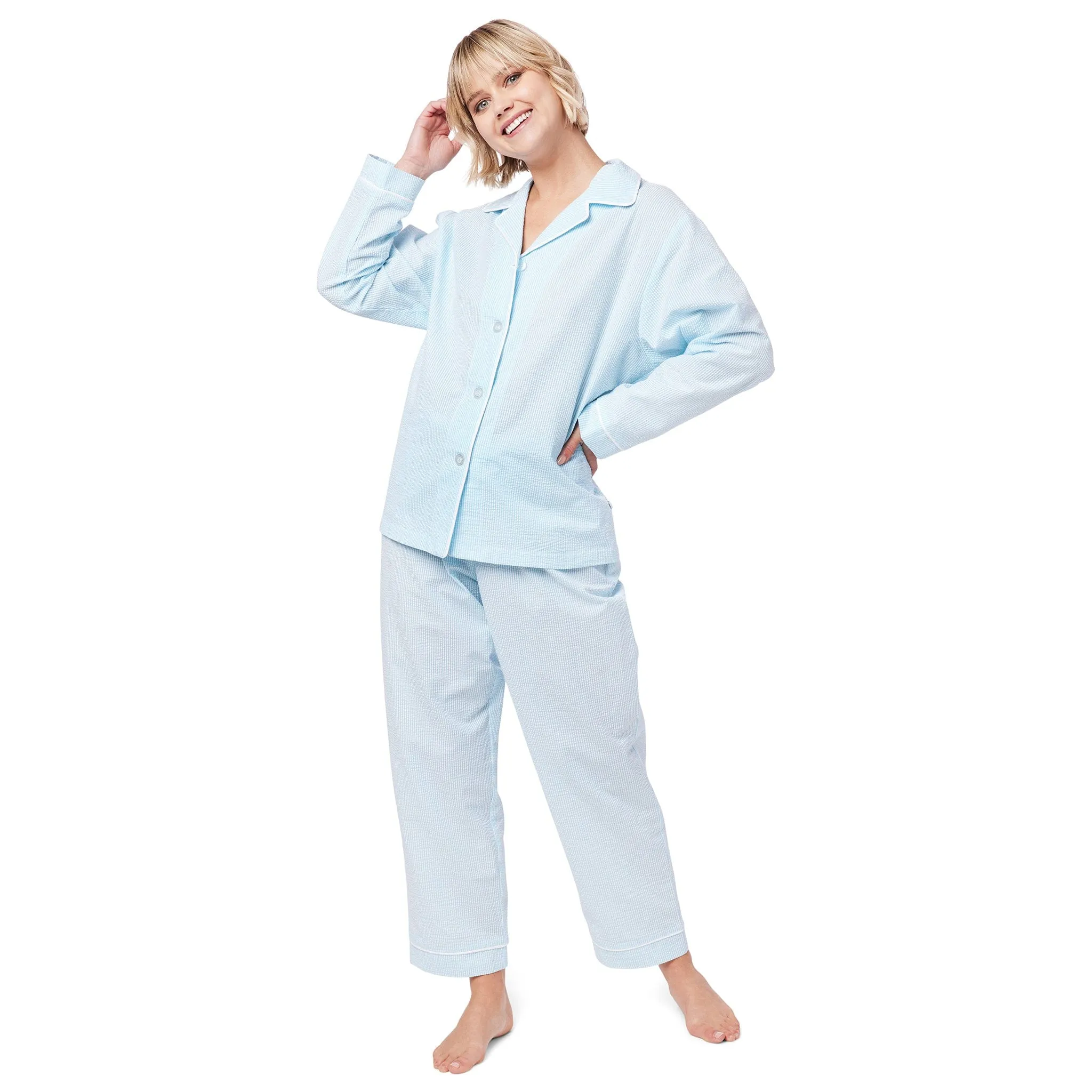 Seersucker Stripe Pajama - Blue