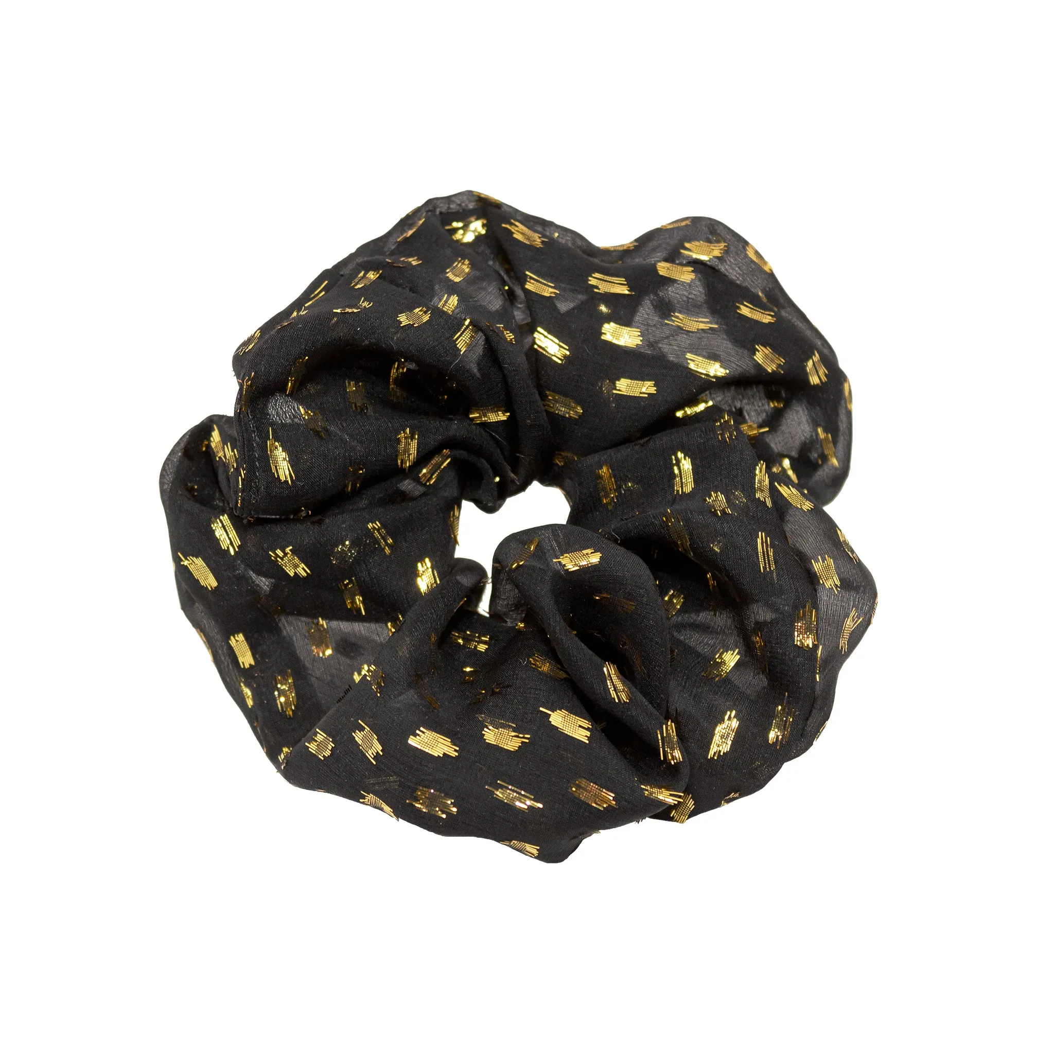 Silk Chiffon Scrunchie in Black Halo