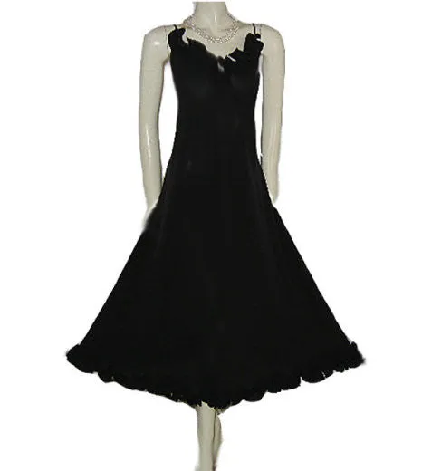 *SOPHISTICATED DELICATES SPANDEX BLACK NIGHTGOWN ADORNED WITH RUFFLES - SIZE LARGE