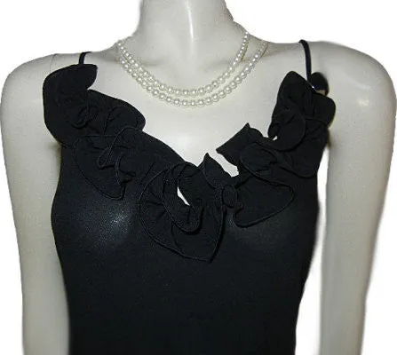 *SOPHISTICATED DELICATES SPANDEX BLACK NIGHTGOWN ADORNED WITH RUFFLES - SIZE LARGE