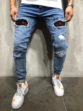 Street Ripped Slim Denim Trousers