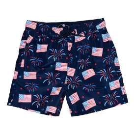 Sullivan Swim Shorts (Boys) - Flags & Fireworks