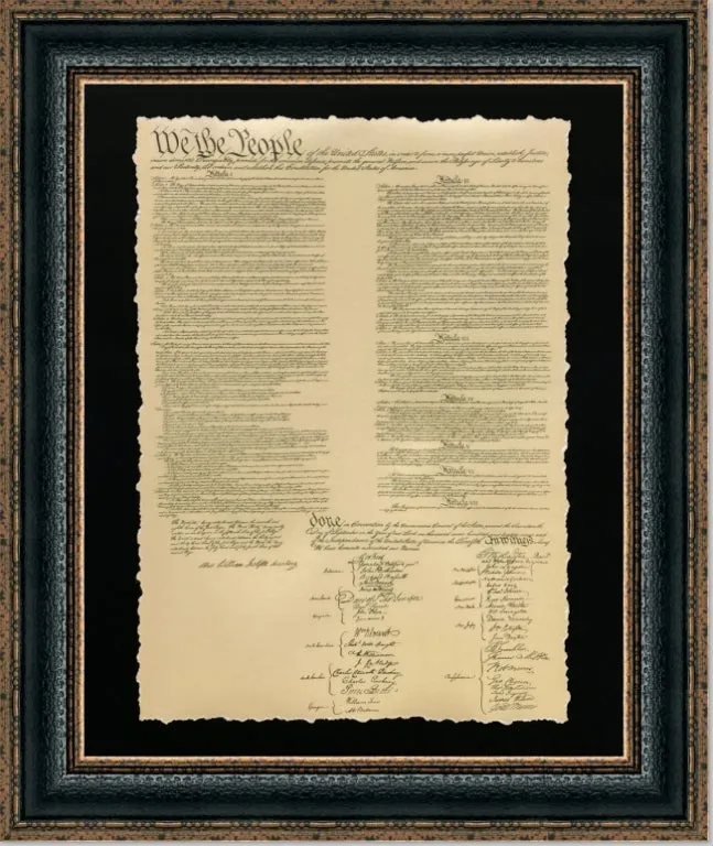 USA Constitution | Custom Framed Historic Document on Archival Paper | 25L X 21W Inches