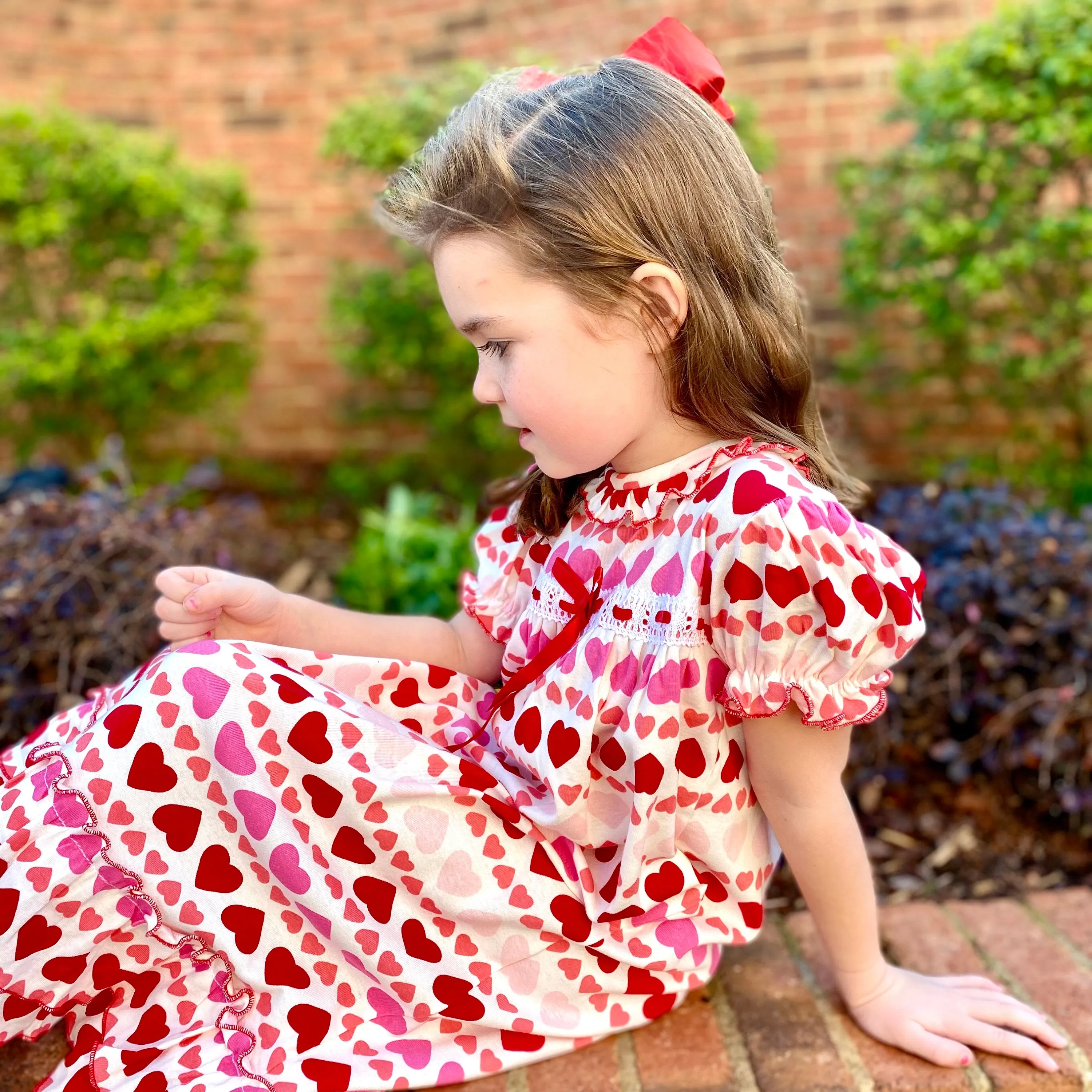 Valentine Nightgown in Knit Cotton- Red and Pink Hearts!