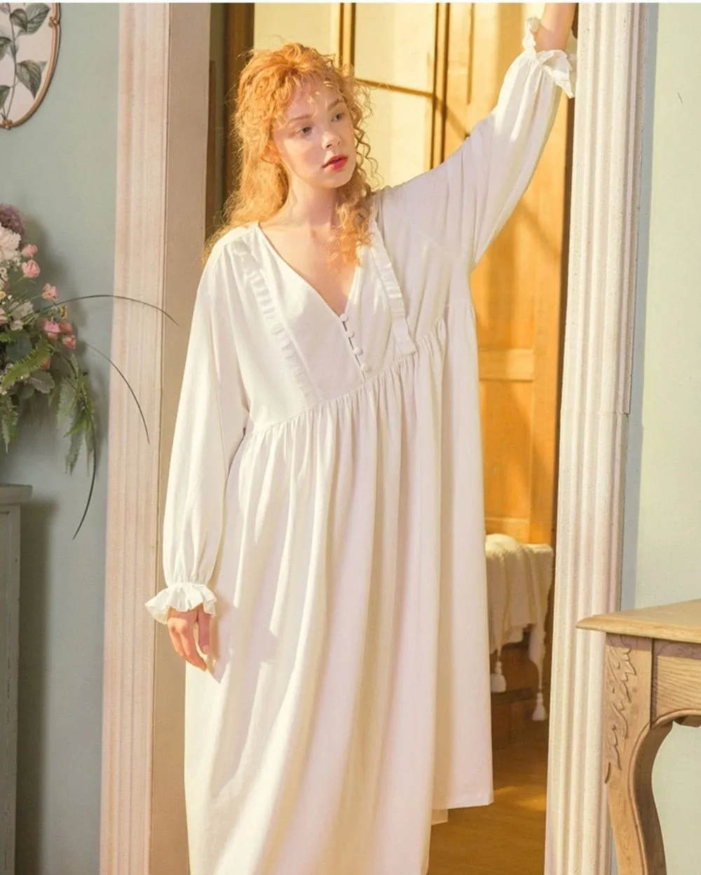 Victorian Love, Oversized Sleepwear, Blue or White, S-L