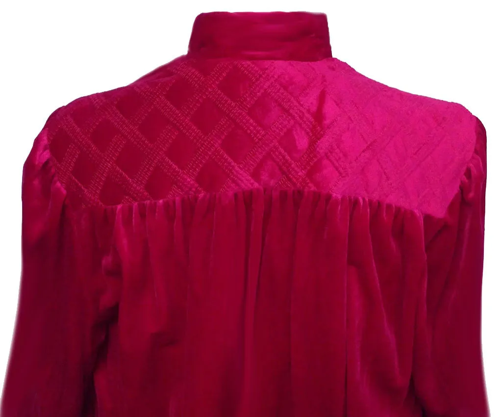 *VINTAGE TAMMY VELOUR ZIP UP QUILTED ROBE /DRESSING GOWN IN RAVISHING RUBY