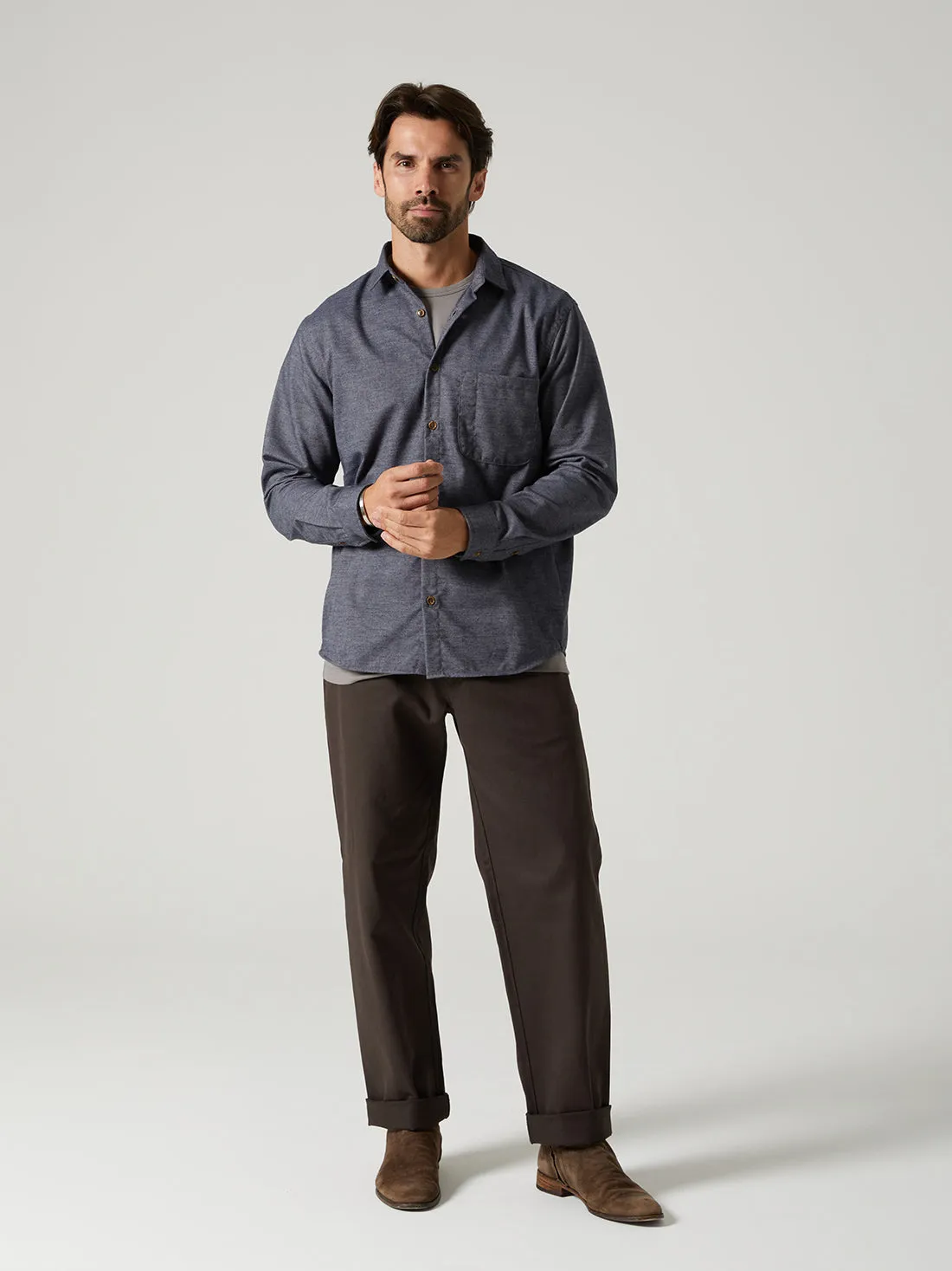 Weathervane Flannel –  Navy Melange