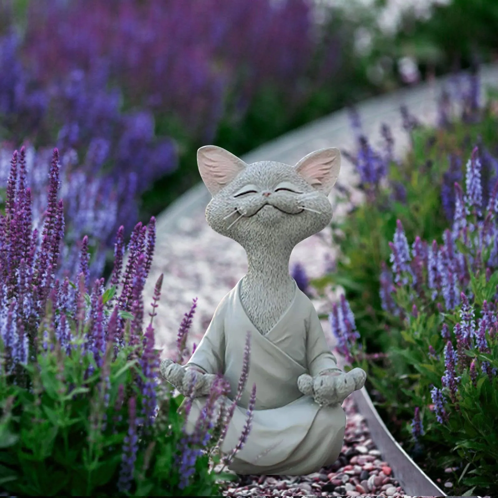 Whimsical Buddha Cat Figurine