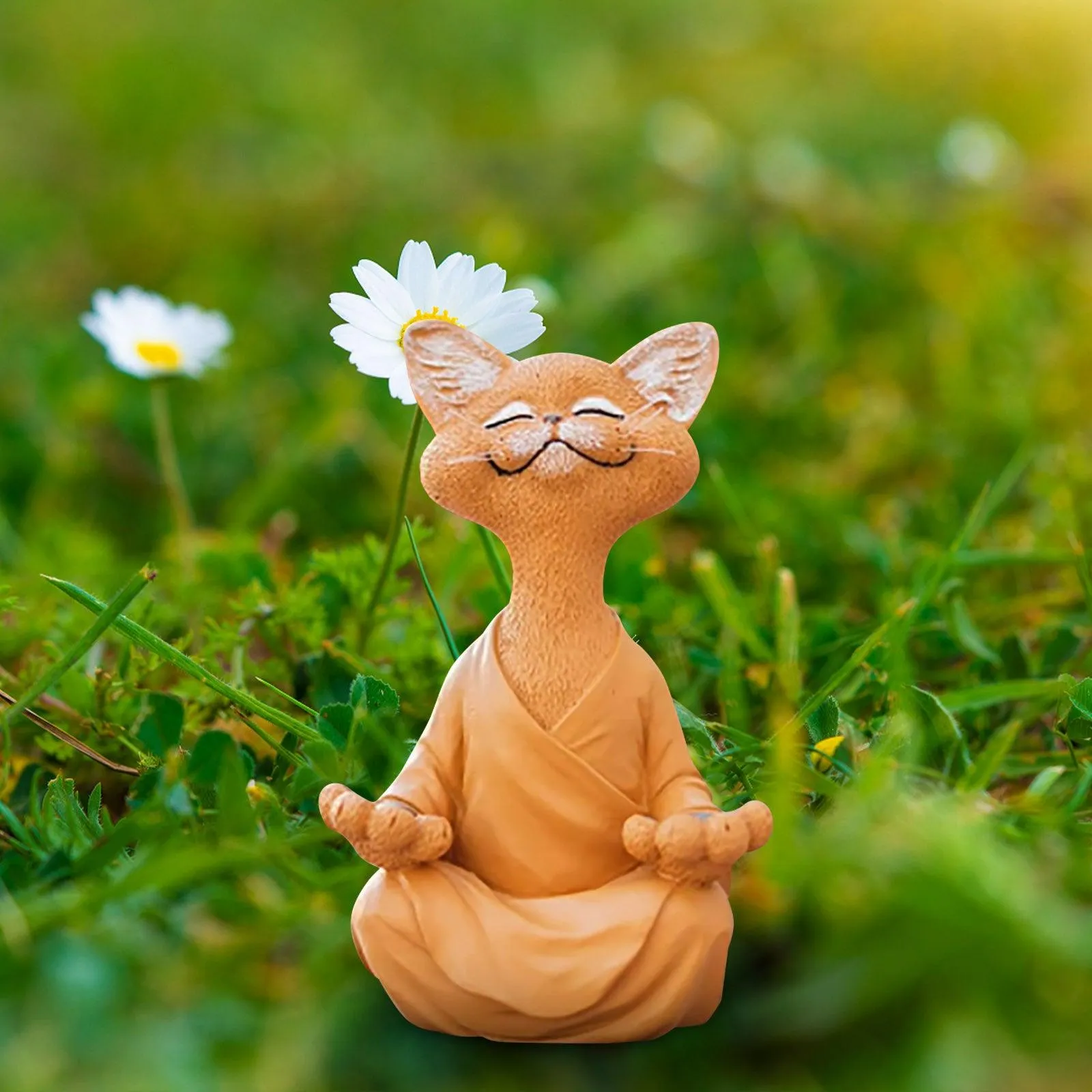 Whimsical Buddha Cat Figurine