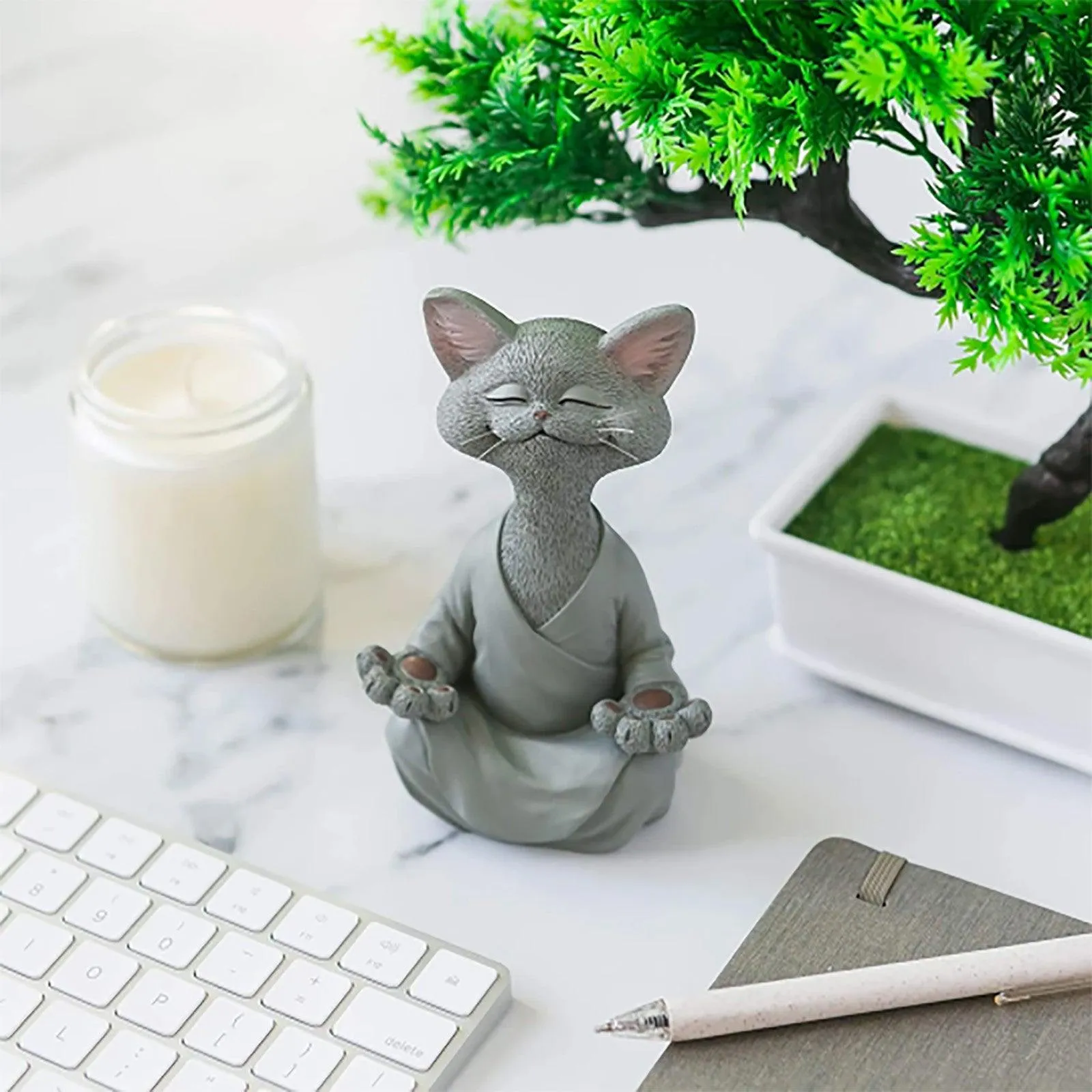 Whimsical Buddha Cat Figurine