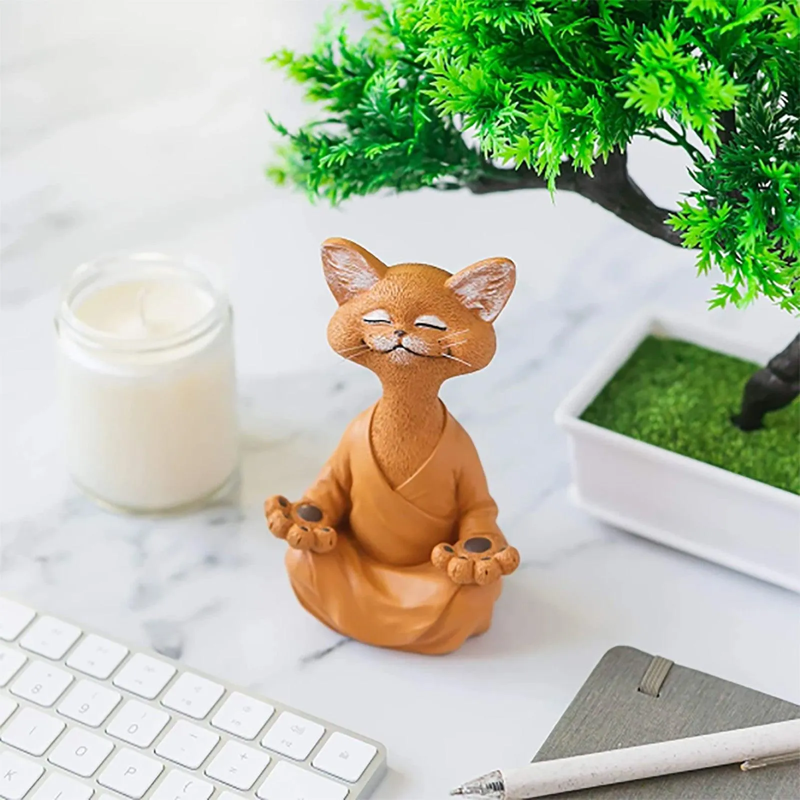 Whimsical Buddha Cat Figurine