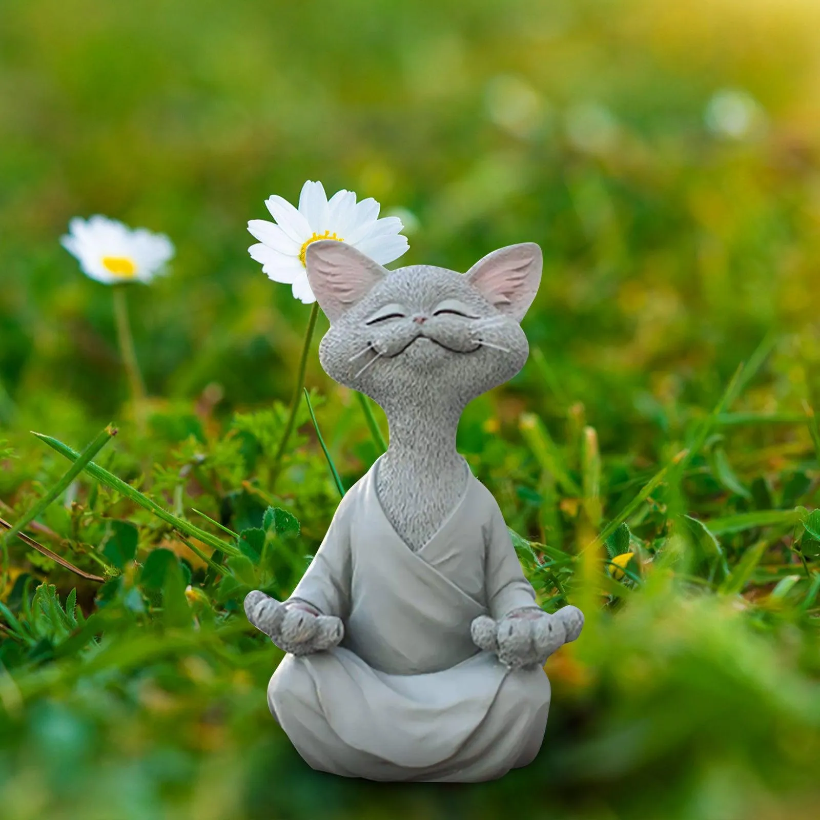 Whimsical Buddha Cat Figurine