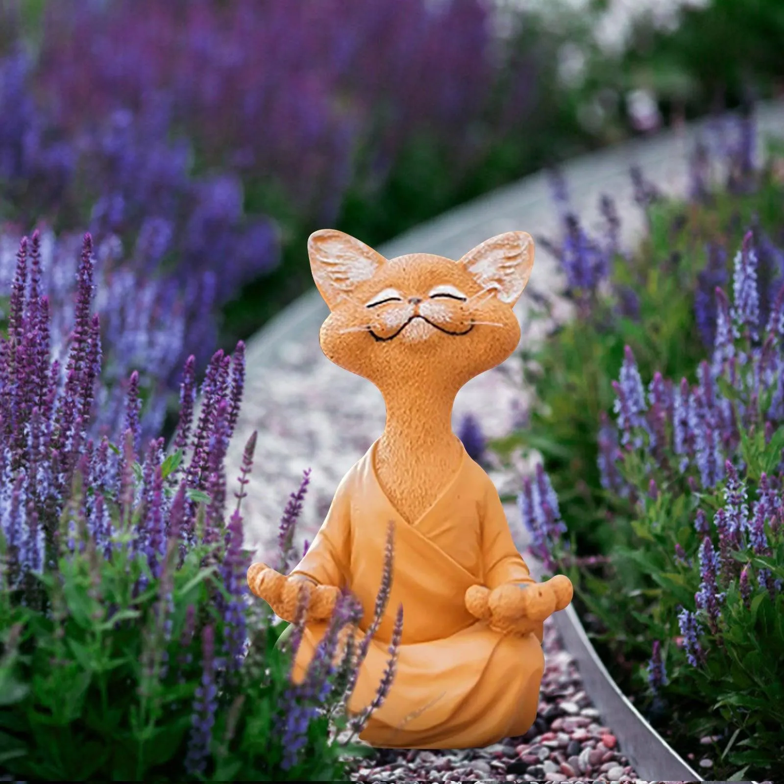 Whimsical Buddha Cat Figurine