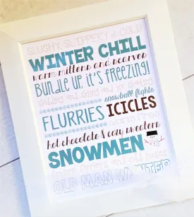 Winter or January Subway Art PRINTABLE