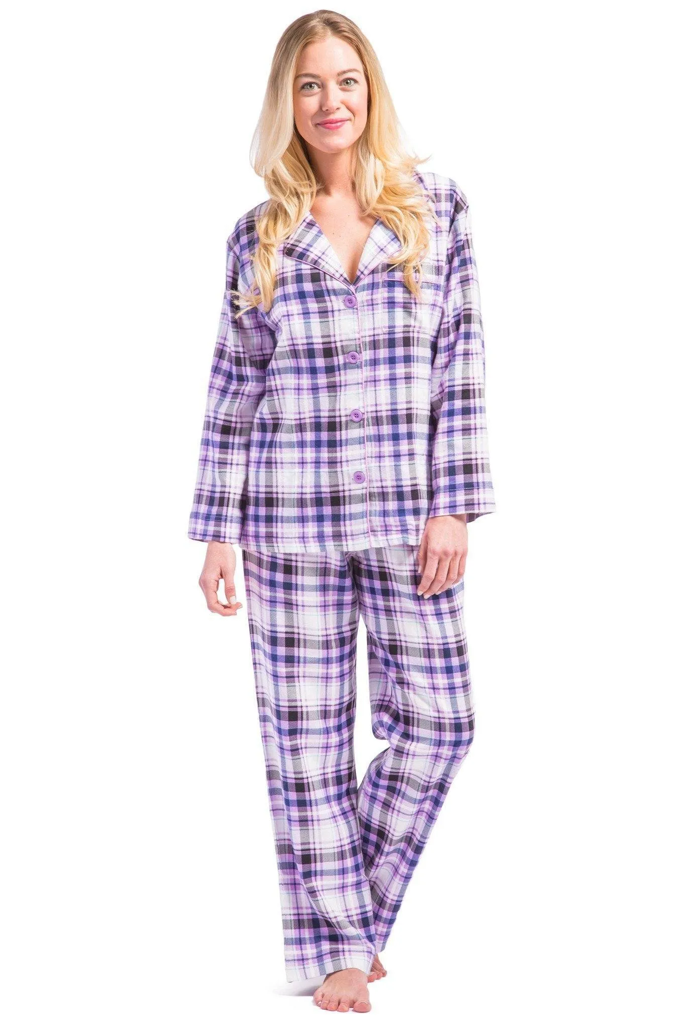 Women's EcoFlannel™ Full Length Plaid Pajama Set with Gift Box