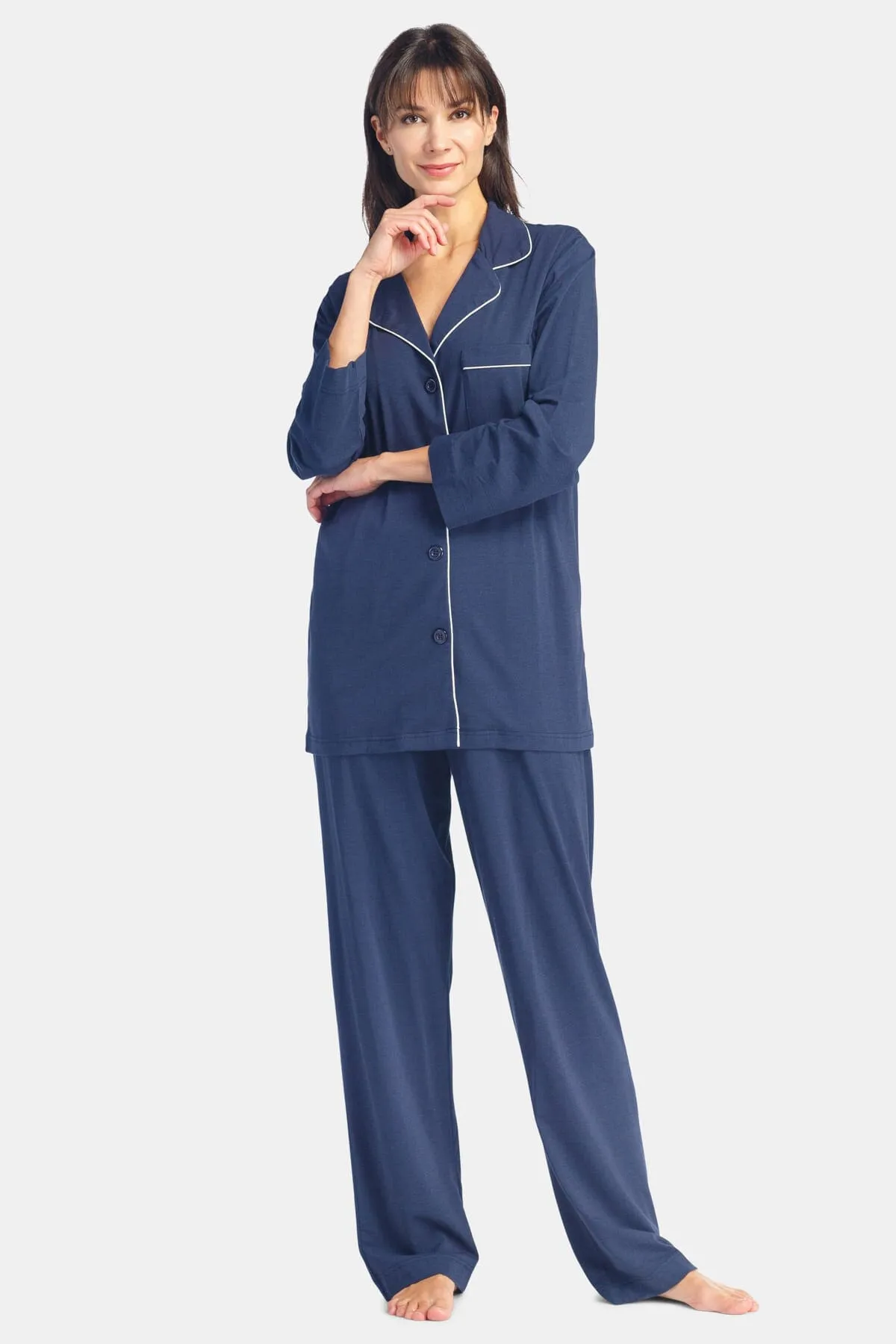 Women's Full Length Jersey Pajama Set with Gift Box