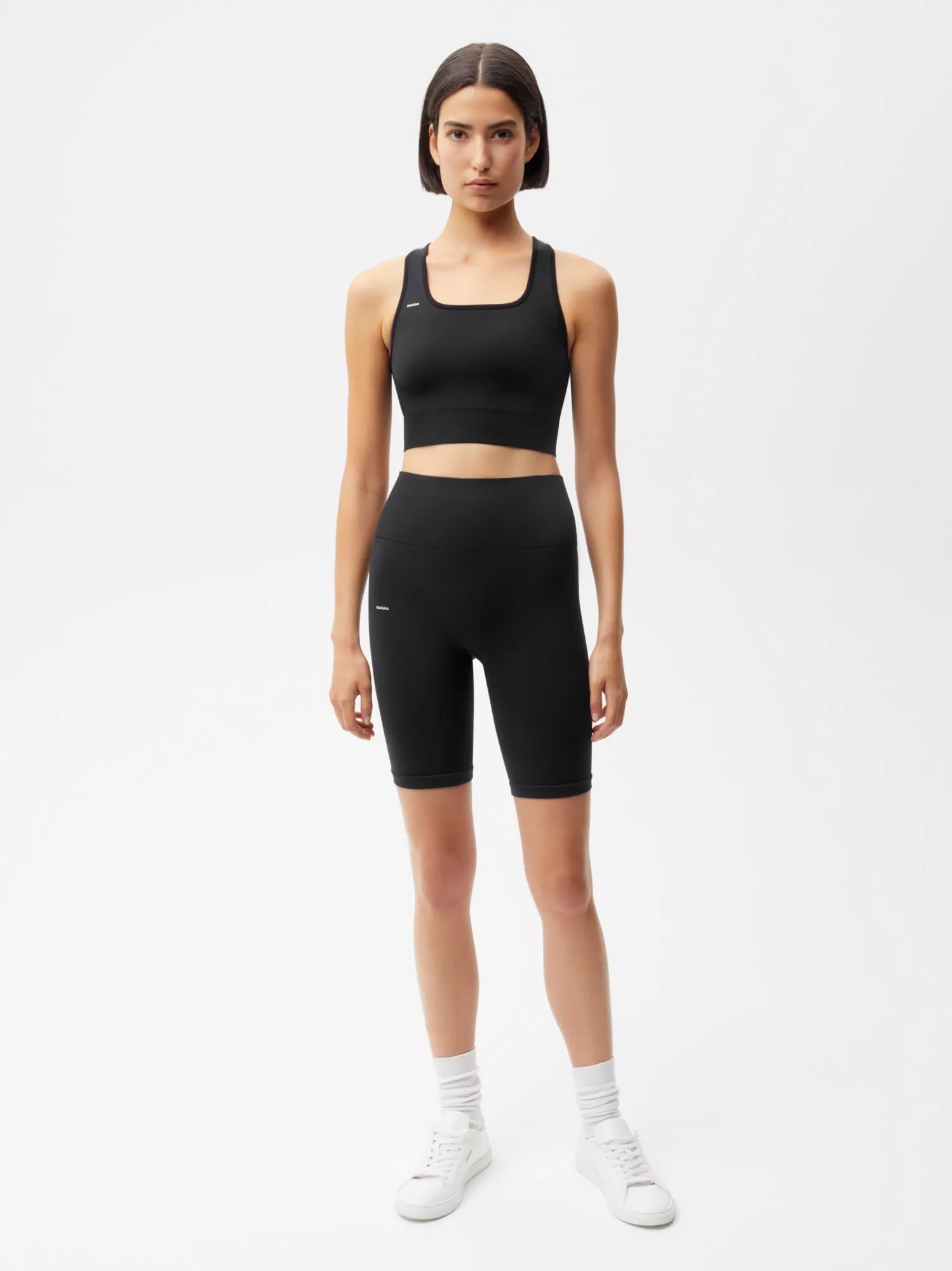 Women's Plant-Stretch Compressive Cycle Shorts—black