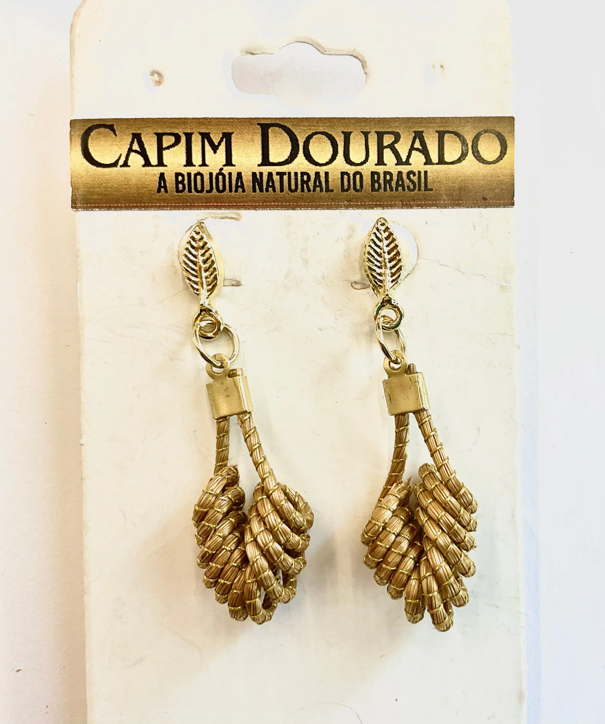 World Design Capim Dourado Gold Grass Earrings