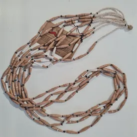 World Design Recycled Magazine Necklace - Long Beige